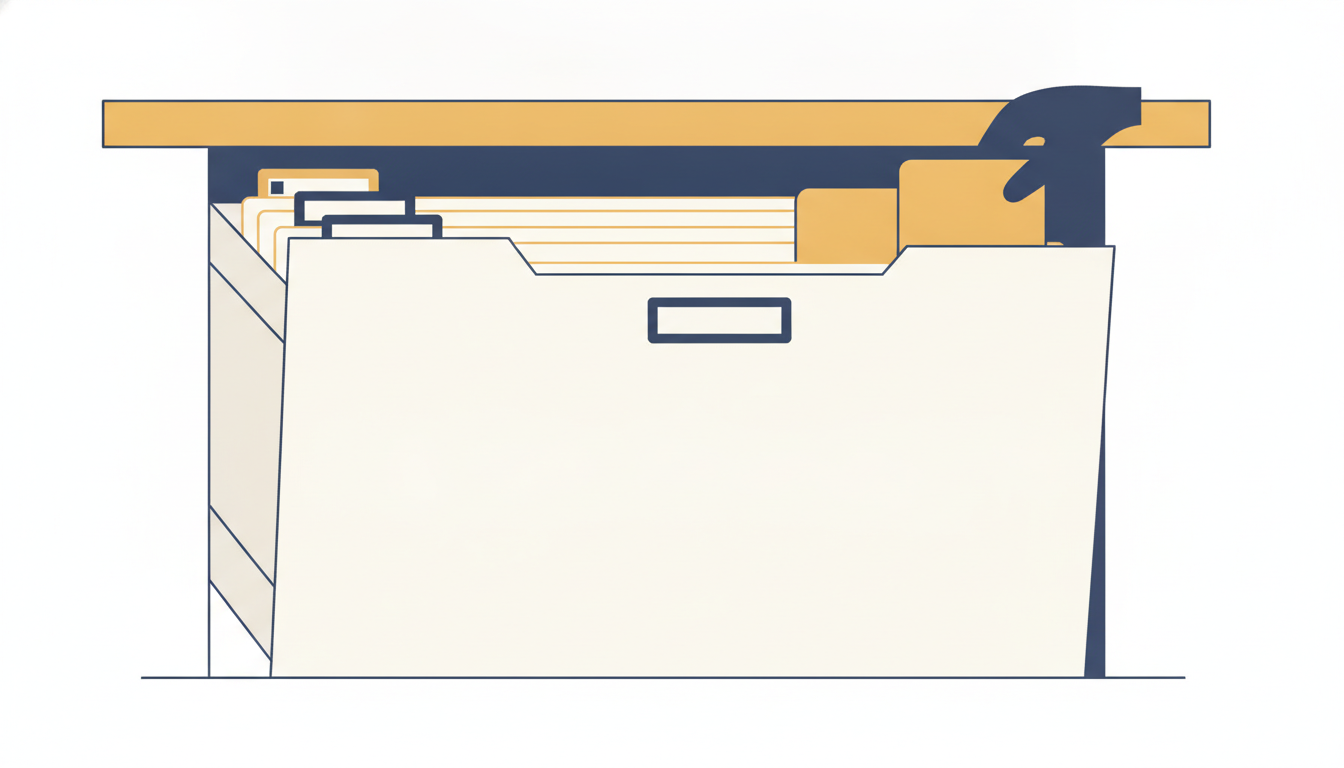Notes being filed safely into a drawer