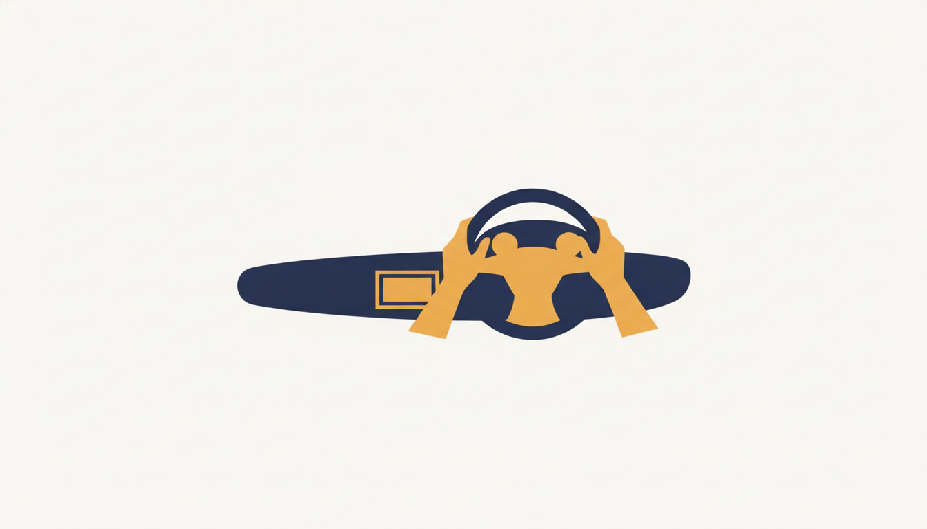Hands on the wheel, in control
